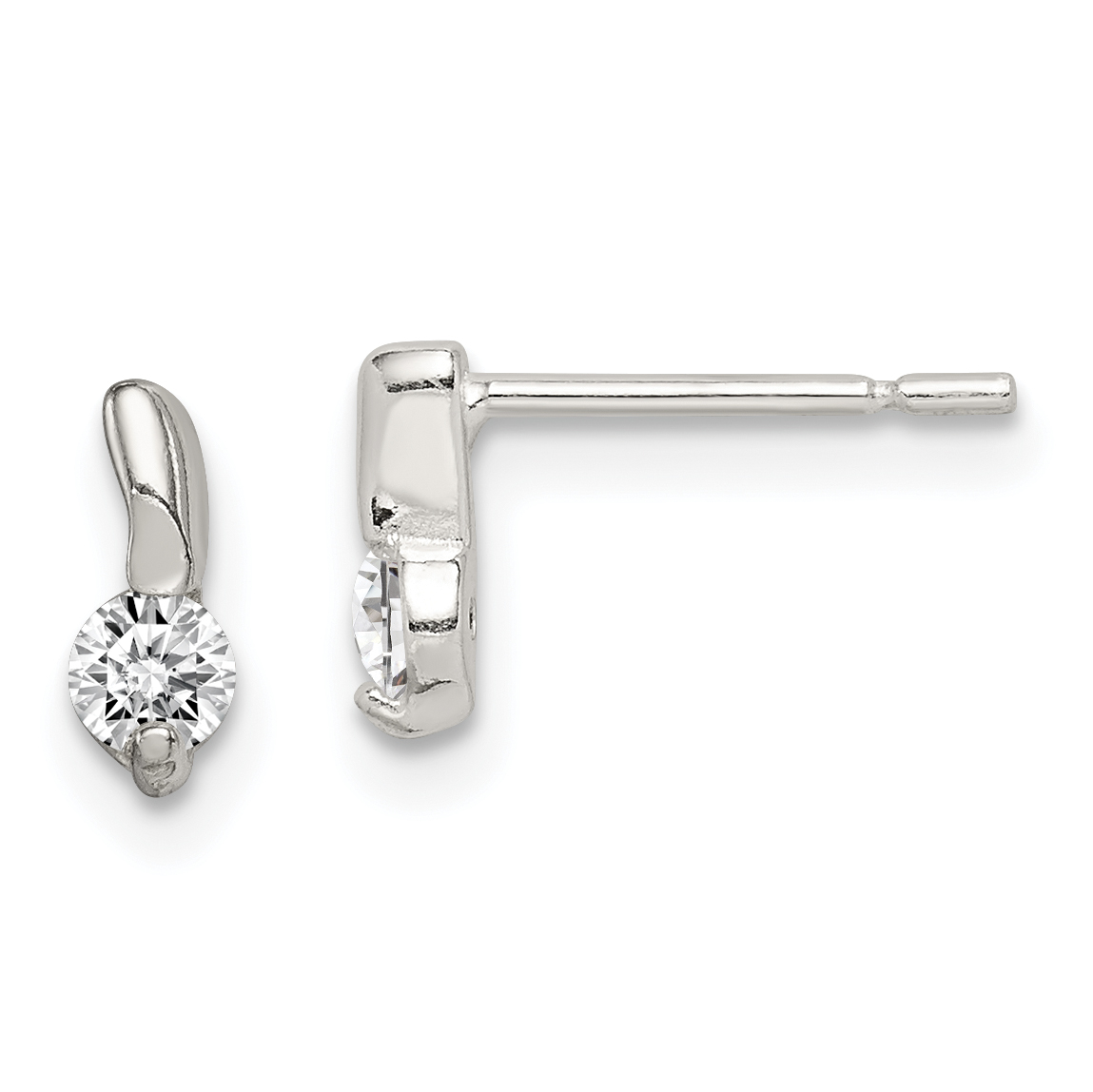Sterling Silver Polished CZ Post Earrings (QE1703)