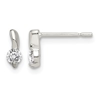 Sterling Silver Polished CZ Petite Post Earrings view 1