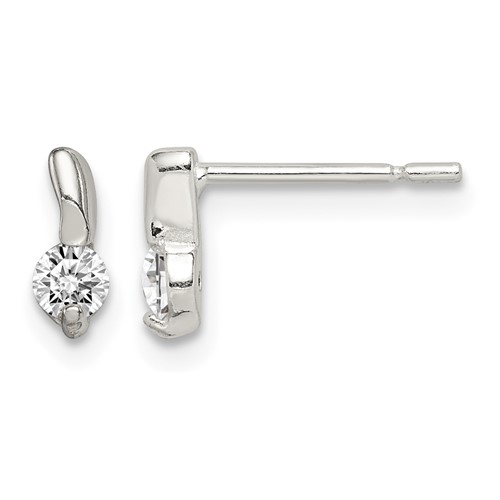 Sterling Silver Polished CZ Petite Post Earrings