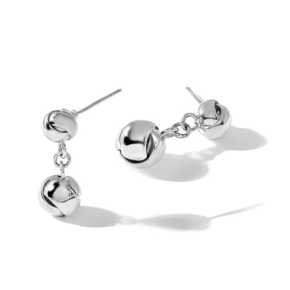 Sterling Silver Polished Knot Dangle Post Earrings