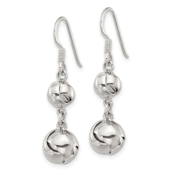 Sterling Silver Polished Knot Dangle Shepherd Hook Earrings