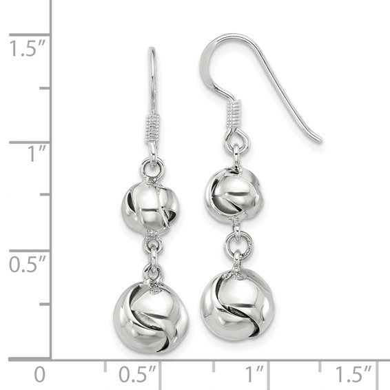 Sterling Silver Polished Knot Dangle Shepherd Hook Earrings