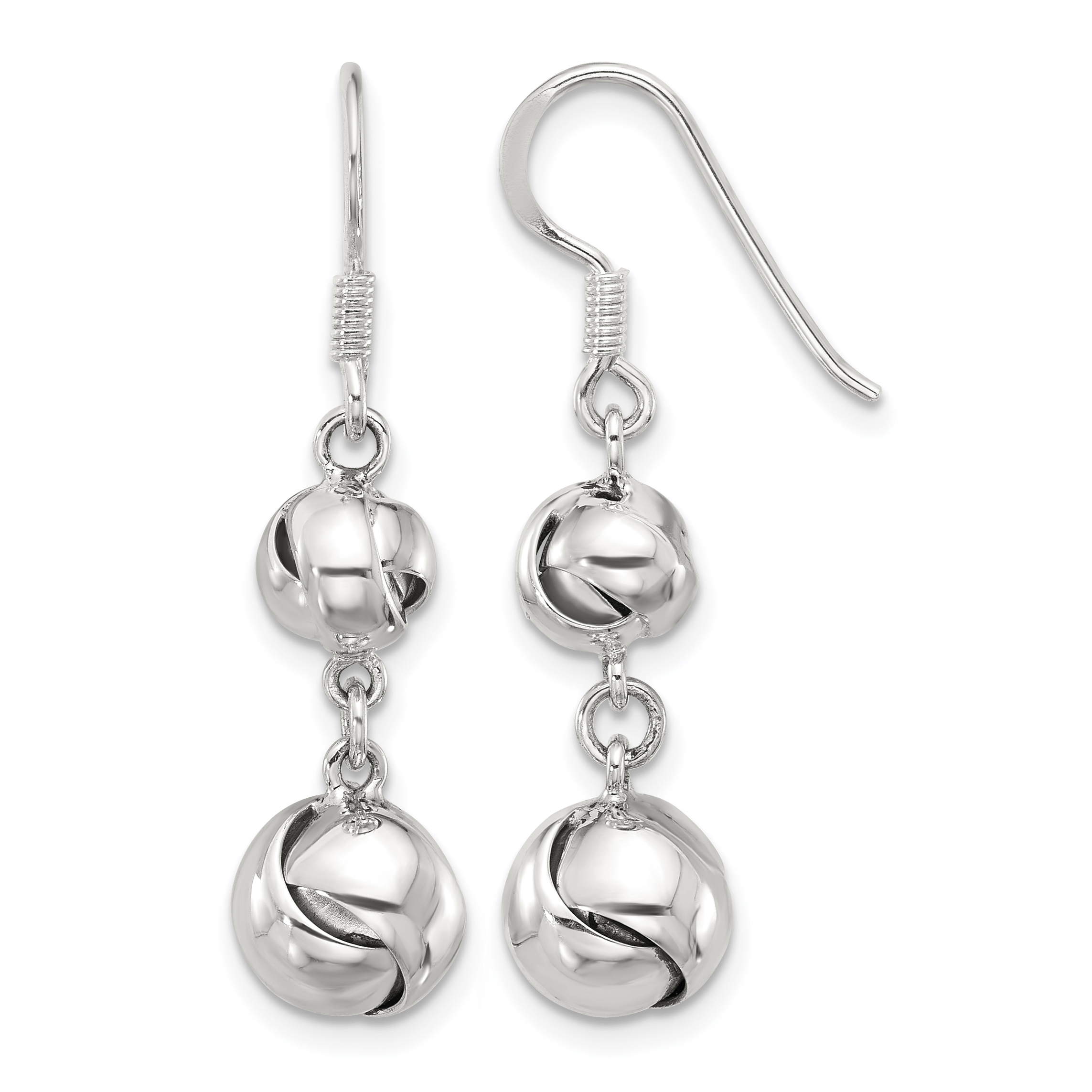 Sterling Silver Polished Knot Dangle Shepherd Hook Earrings (QE17033)