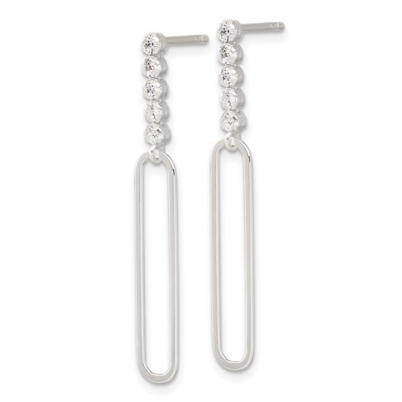 Sterling Silver E-coated CZ Post Dangle Earrings