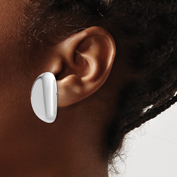 Sterling Silver Rhodium-plated Polished Concave Disc Post Earrings