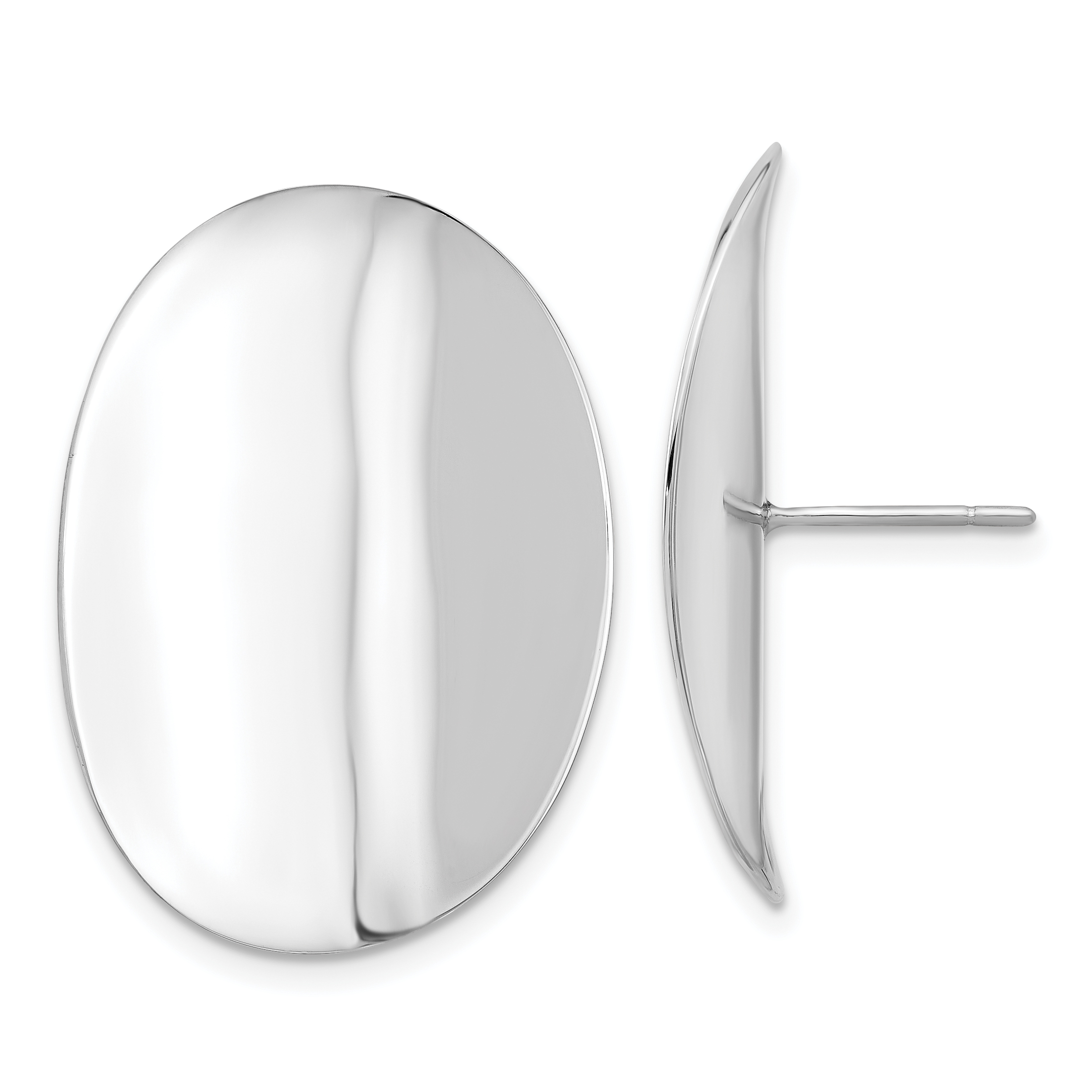 Sterling Silver Rhodium-plated Polished Concave Disc Post Earrings (QE17053)