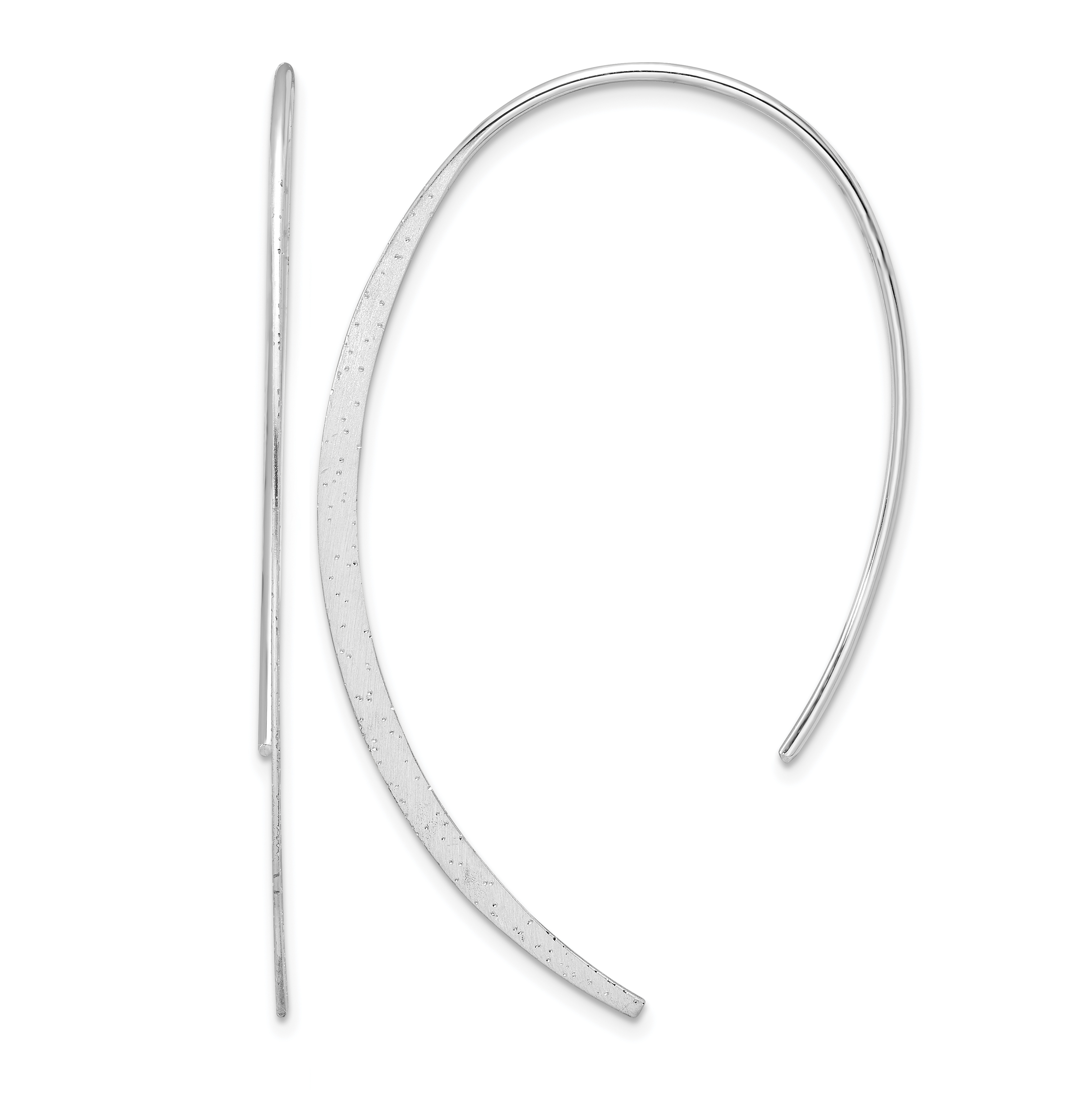 Sterling Silver Rhodium-plated Brushed and Lasered Threader Earrings (QE17055)