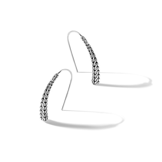 Sterling Silver Polished and Antiqued Textured Dangle Earrings