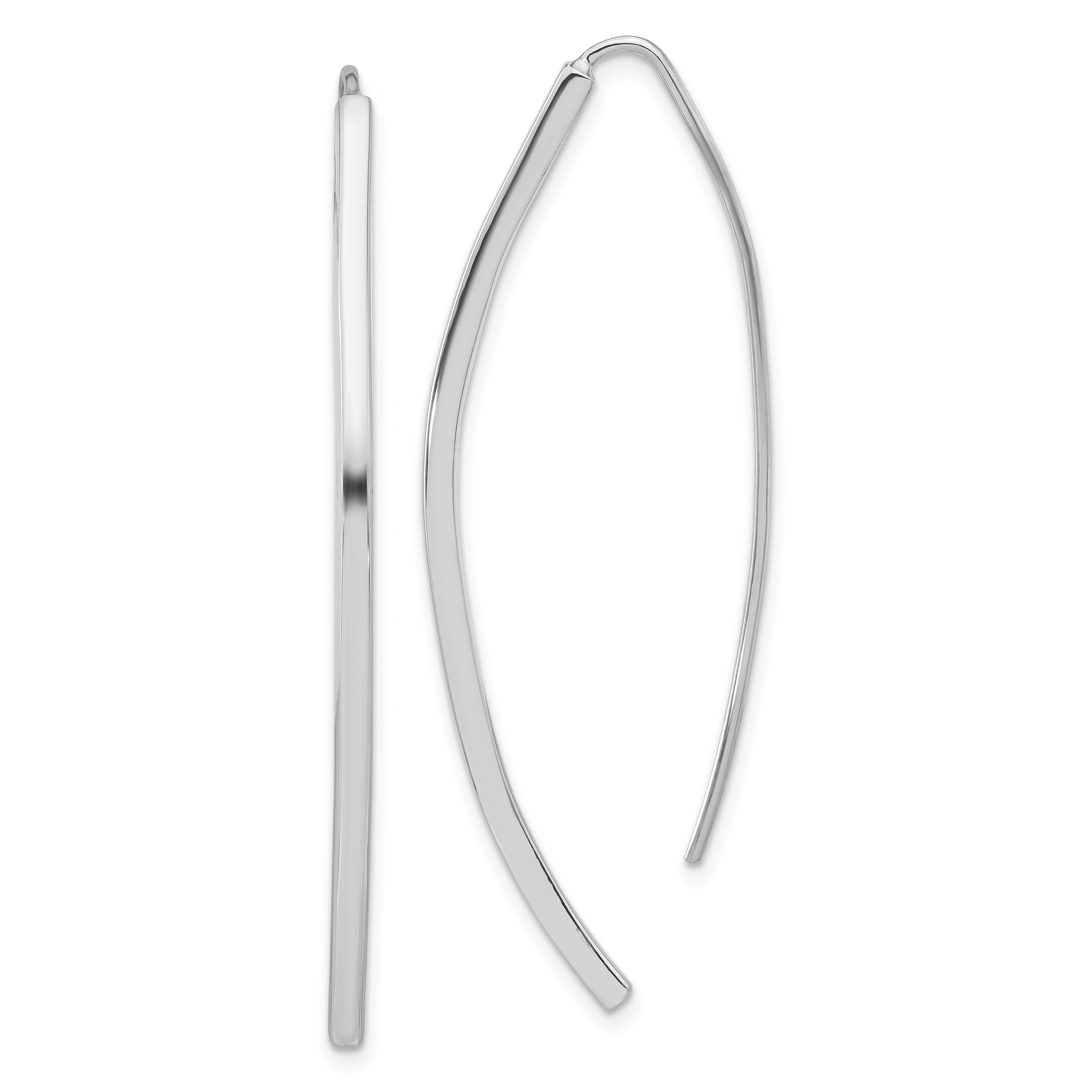 Sterling Silver Rhodium-plated Polished Threader Bar Earrings (QE17061)