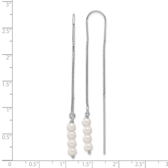 Sterling Silver Rhodium-plated Freshwater Cultured Pearl Threader Earrings