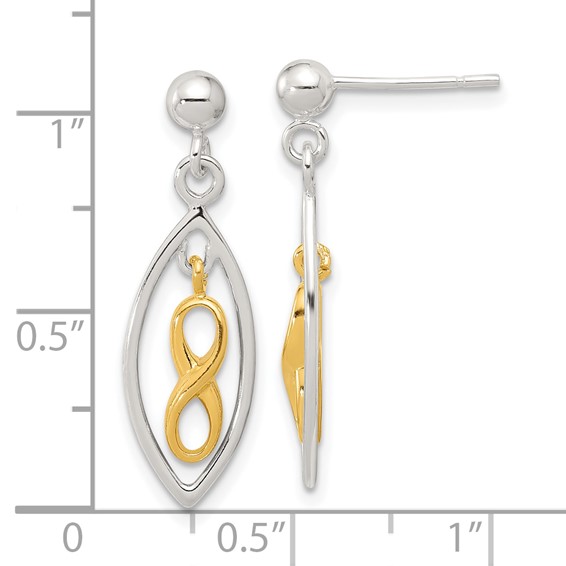 Sterling Silver & Gold-tone Polished Infinity Drop Post Dangle Earrings