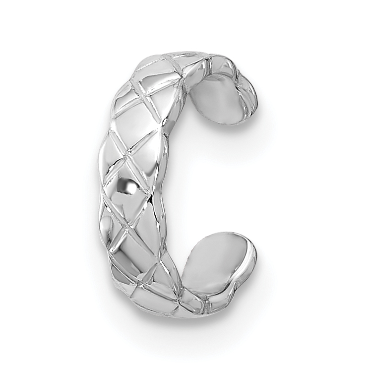 Sterling Silver RH-pltd Polished Criss-cross Design Single Cuff Earring (QE17081)
