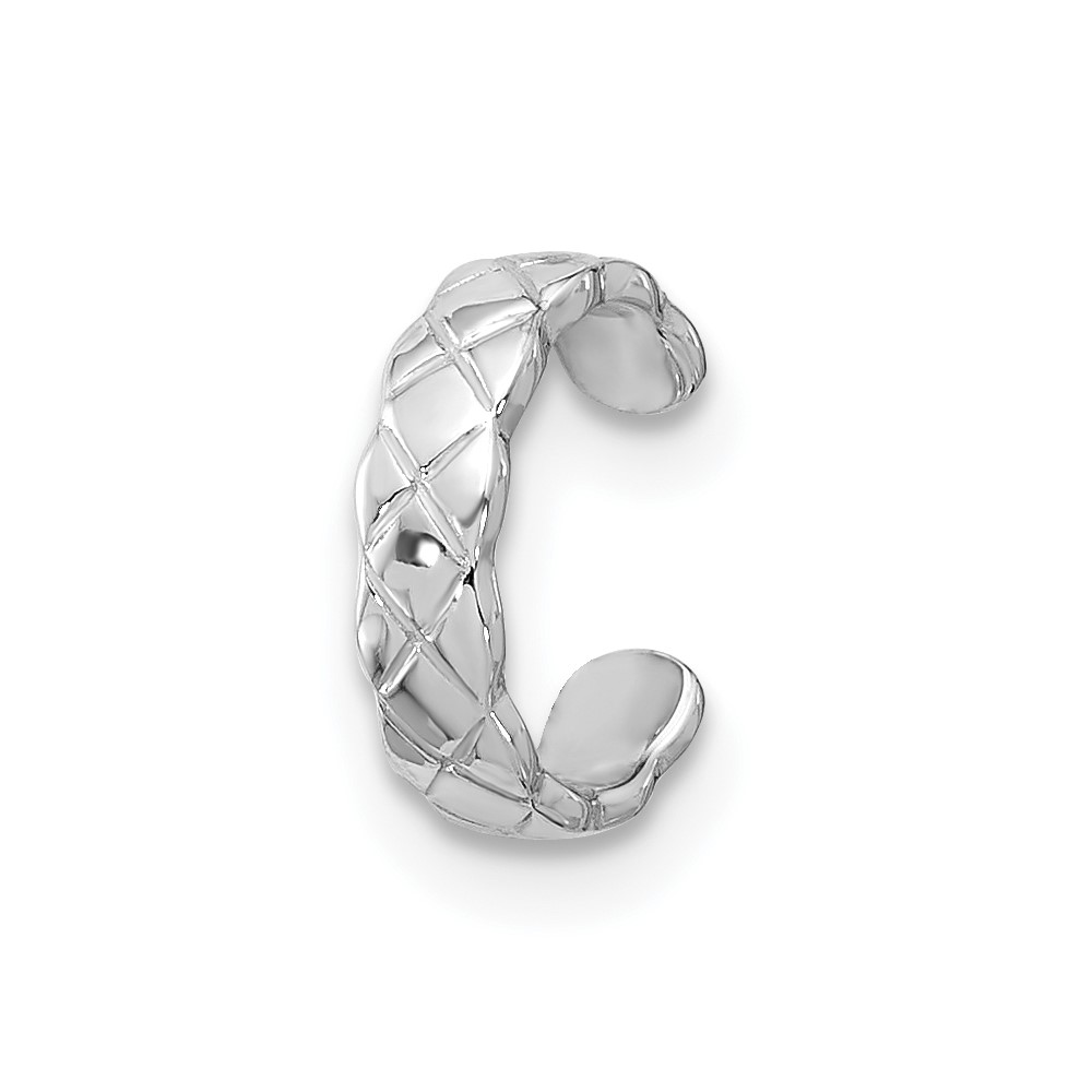 Sterling Silver RH-pltd Polished Criss-cross Design Single Cuff Earring (QE17081)