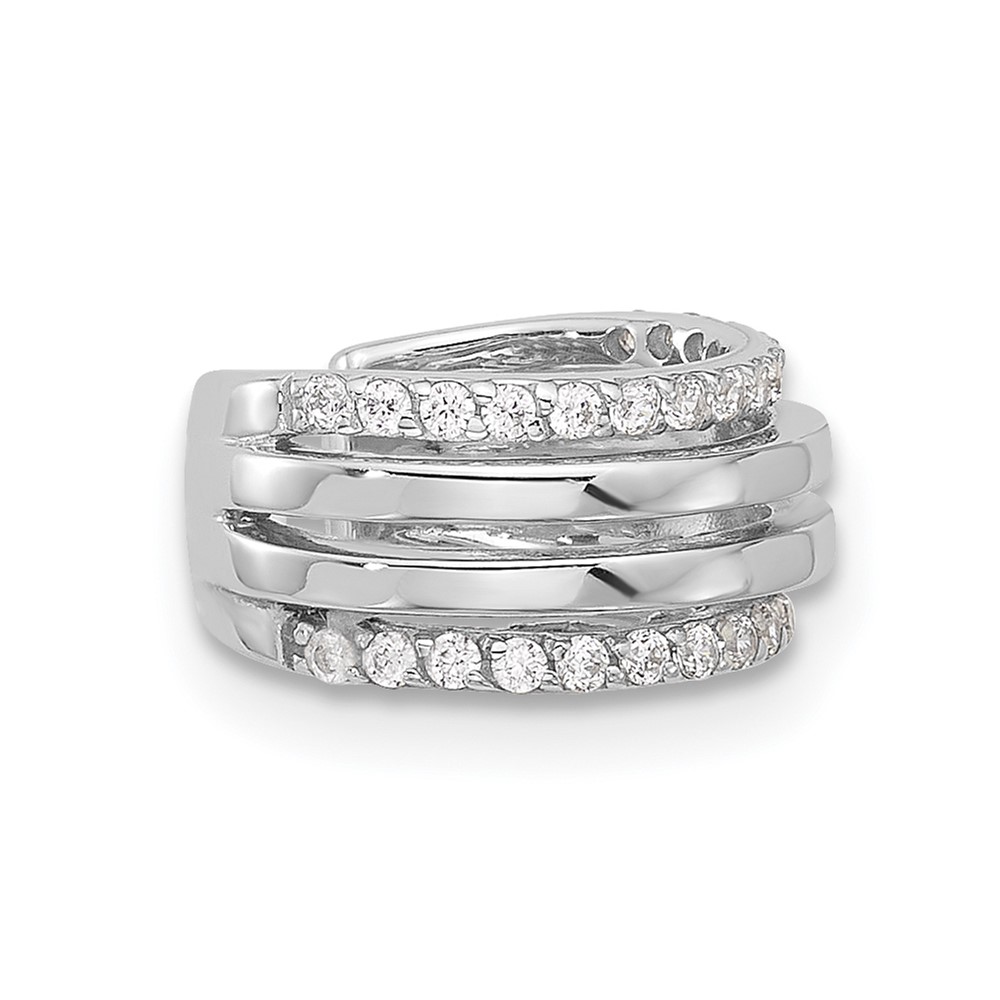 Sterling Silver Rhodium-plated Polished 4 Row CZ Single Cuff Earring (QE17088)