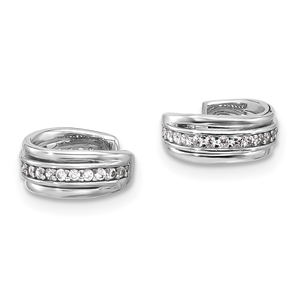 Sterling Silver Rhodium-plated Polished CZ Pair of 2 Cuff Earrings (QE17096)