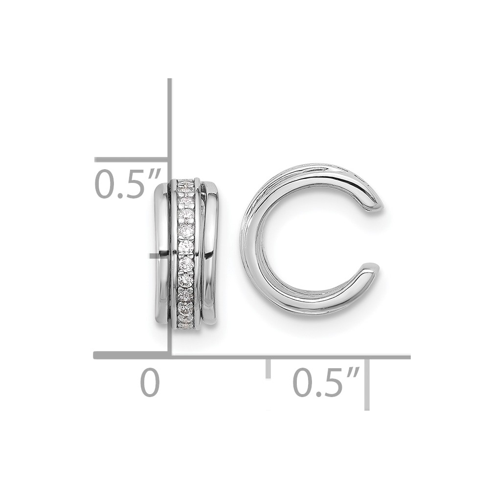Sterling Silver Rhodium-plated Polished CZ Pair of 2 Cuff Earrings (QE17096)