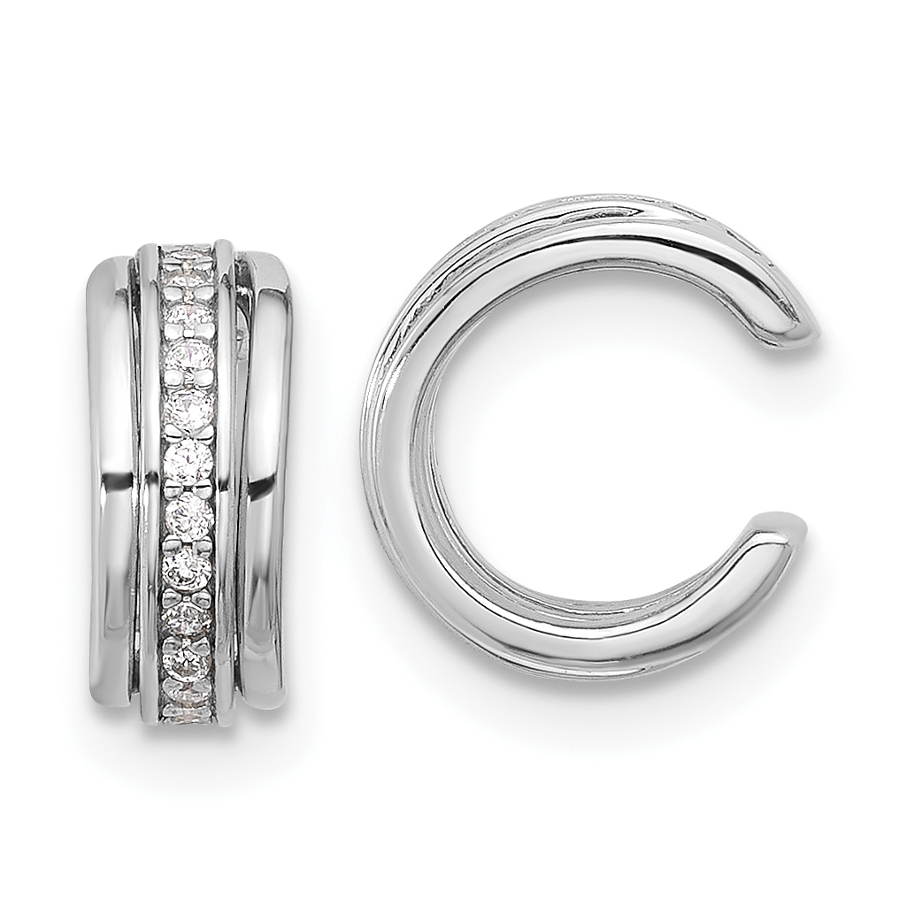 Sterling Silver Rhodium-plated Polished CZ Pair of 2 Cuff Earrings (QE17096)