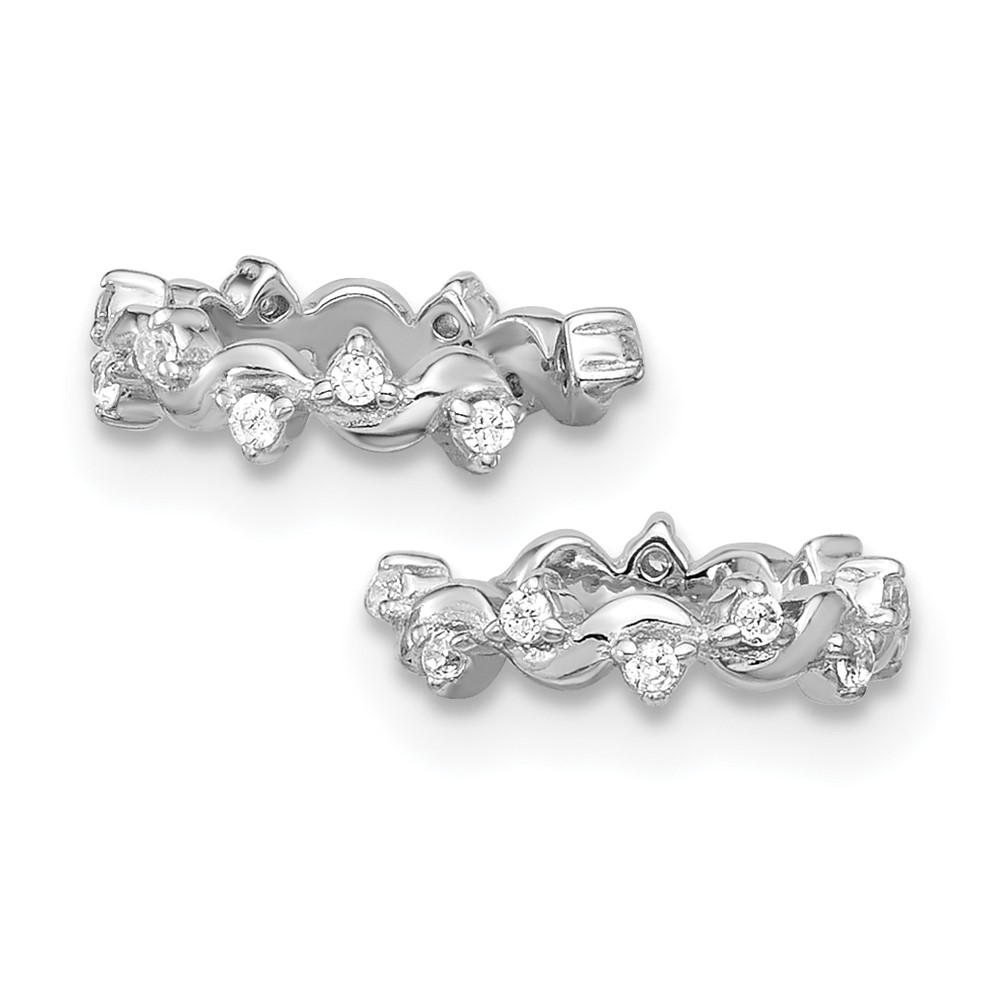 Sterling Silver Rhodium-plated Polished CZ Pair of 2 Cuff Earrings (QE17098)