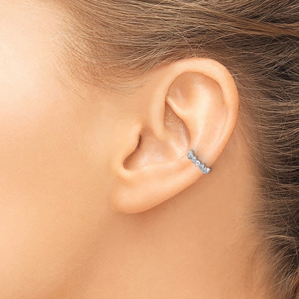 Sterling Silver Rhodium-plated Polished CZ Pair of 2 Cuff Earrings (QE17098)