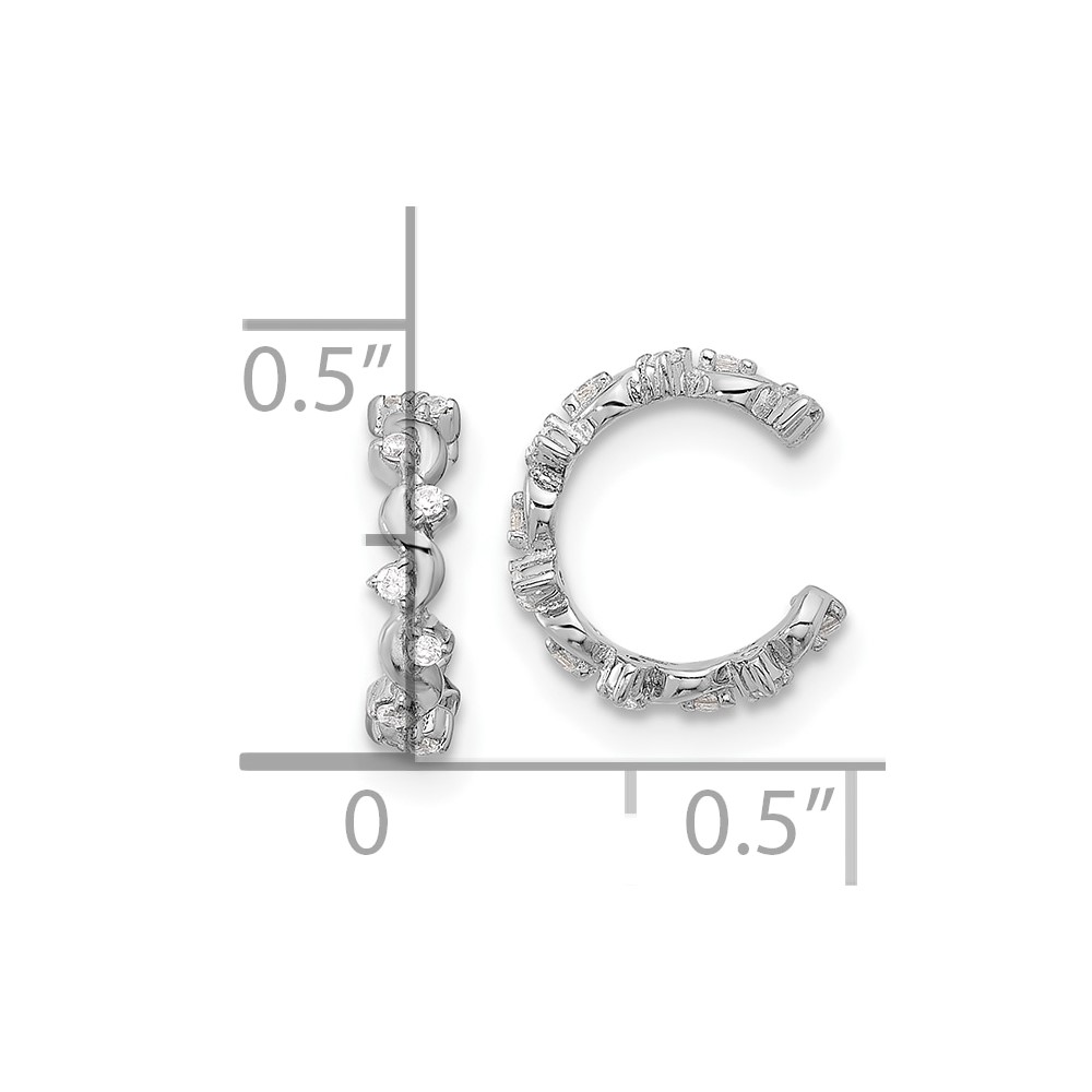 Sterling Silver Rhodium-plated Polished CZ Pair of 2 Cuff Earrings (QE17098)
