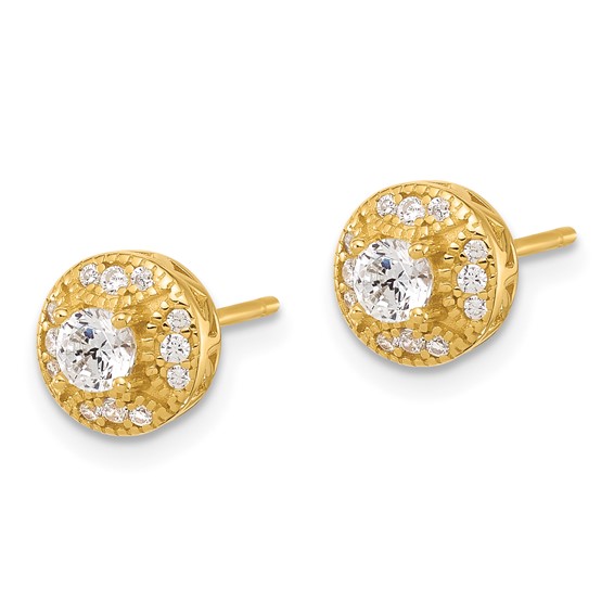 Sterling Silver Round CZ Stud Earrings