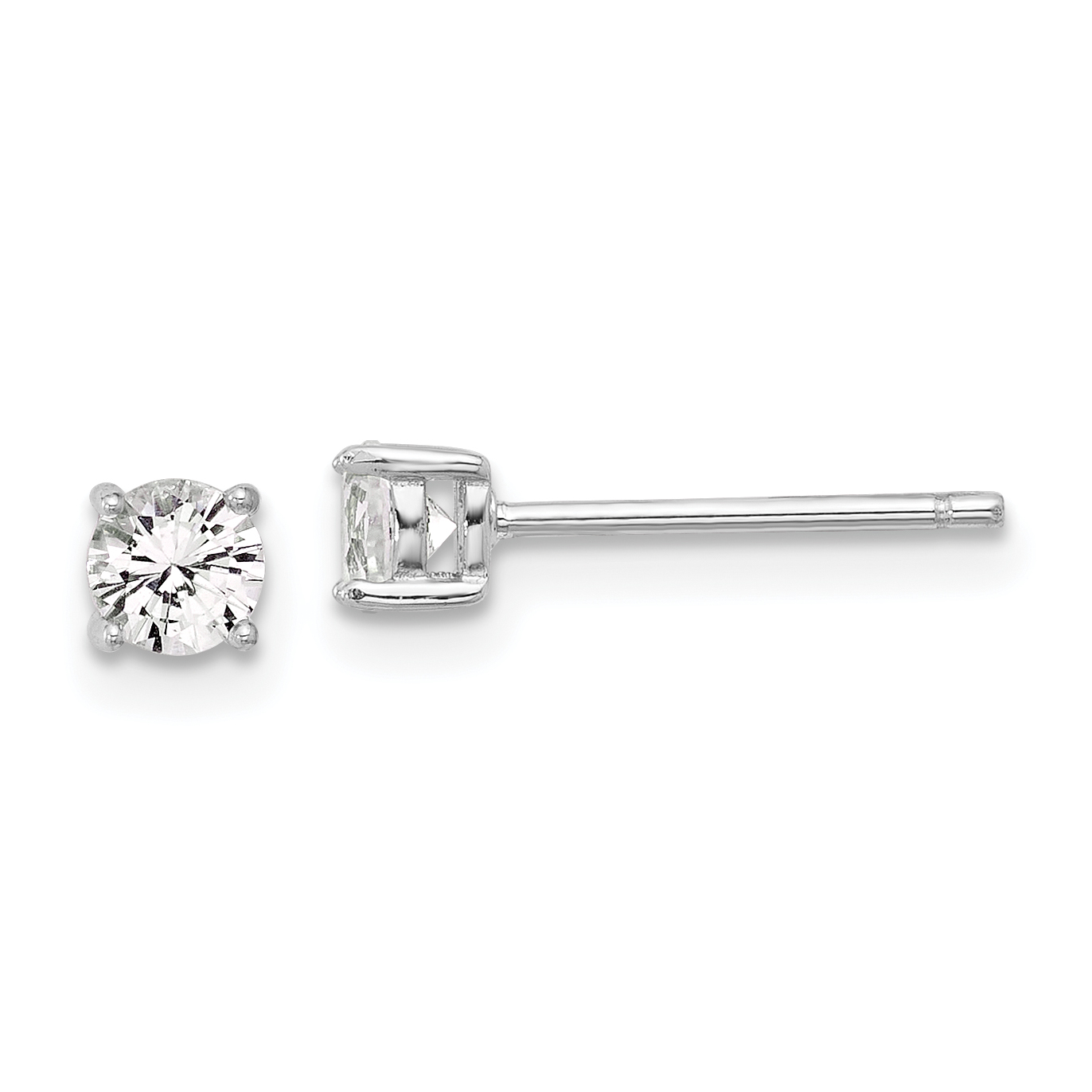 Sterling Silver RH-plated 4mm Created White Sapphire Stud Earrings (QE17110)