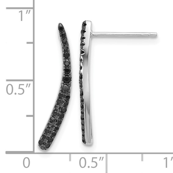 Sterling Silver Rhodium-plated Polished Black CZ Post Dangle Earrings