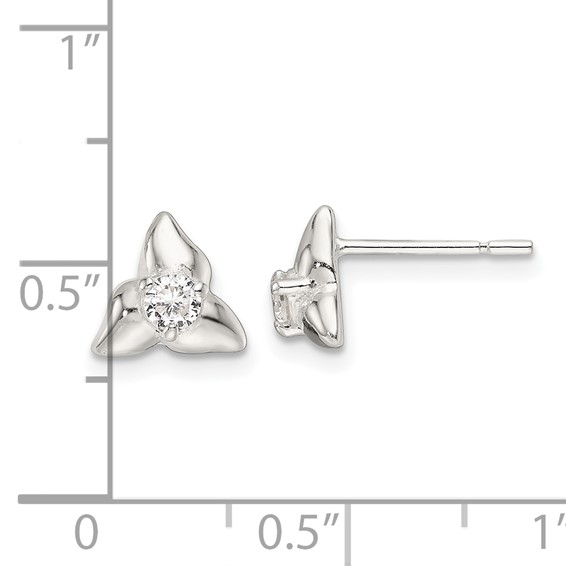 Sterling Silver Polished Triangular CZ Post Earrings