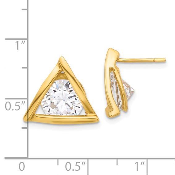 Affordable Expressions Sterling Silver Gold Tone Polished CZ Triangle Post Earrings