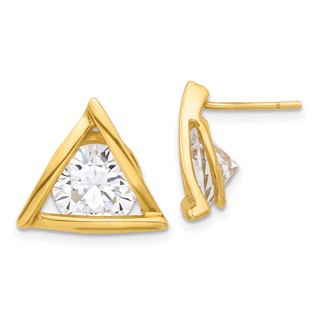 Affordable Expressions Sterling Silver Gold Tone Polished CZ Triangle Post Earrings