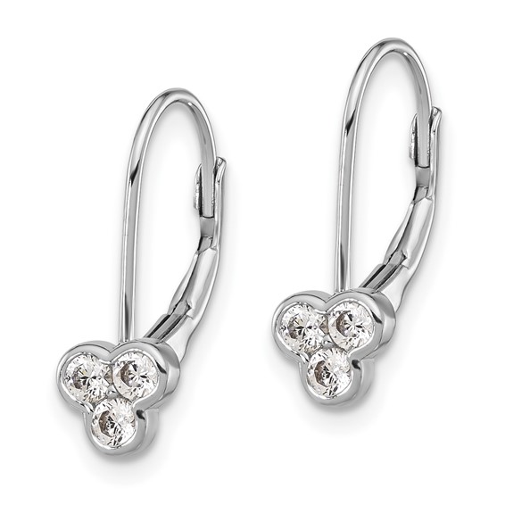Sterling Silver CZ Circle Leverback Earrings