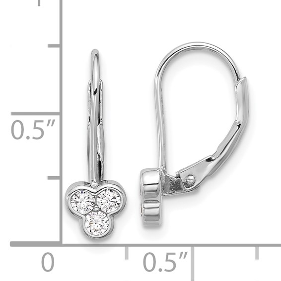 Sterling Silver CZ Circle Leverback Earrings