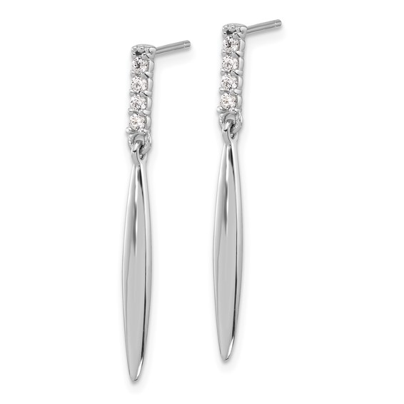 Sterling Silver Rhodium-plated Polished CZ Post Dangle Earrings