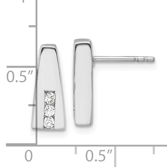 Sterling Silver Rhodium-plated Polished CZ Post Earrings