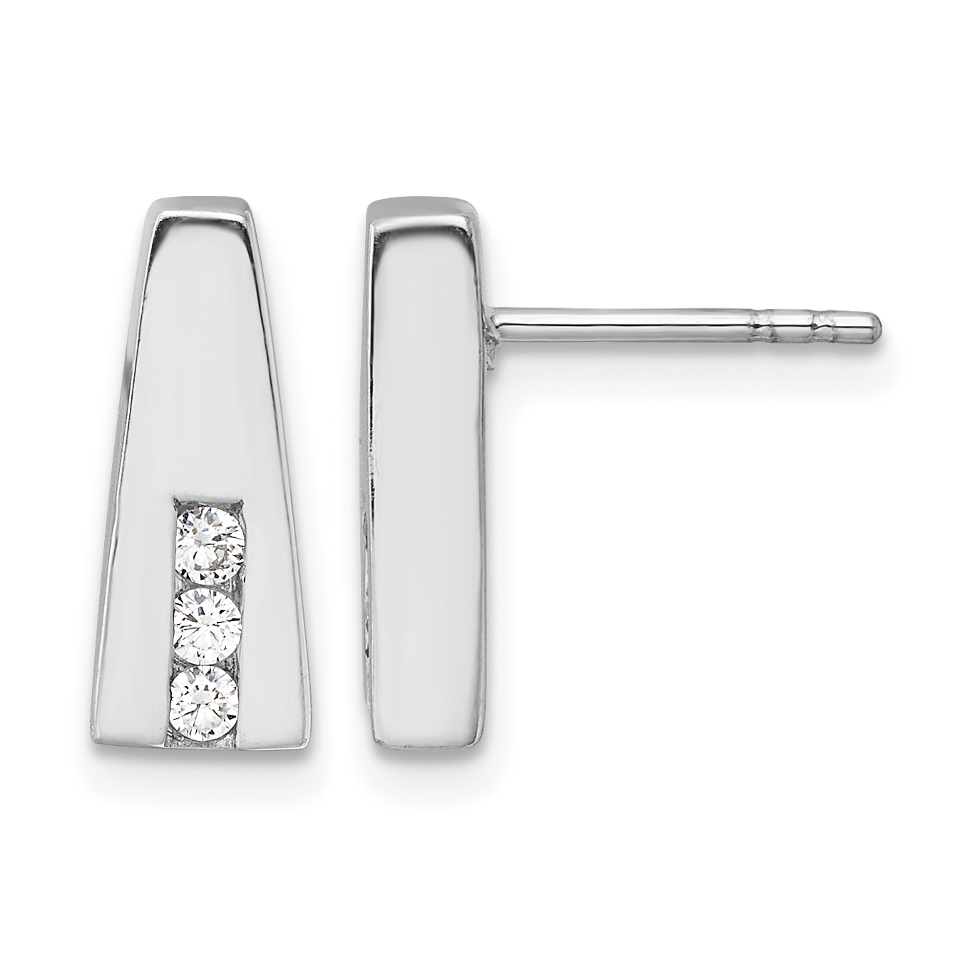 Sterling Silver Rhodium-plated Polished CZ Post Earrings (QE17147)