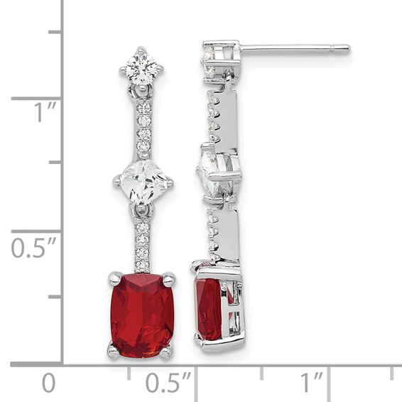 Sterling Silver CZ Dangle Post Earrings