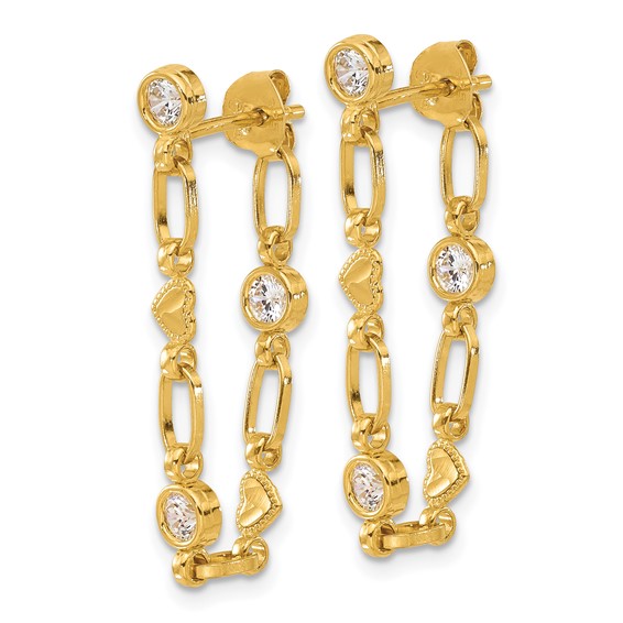 Sterling Silver CZ Chain Dangle Earrings