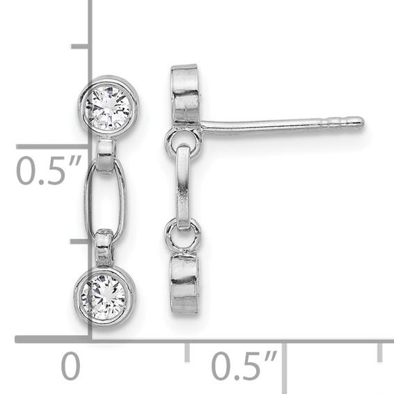 Sterling Silver CZ Chain Dangle Earrings