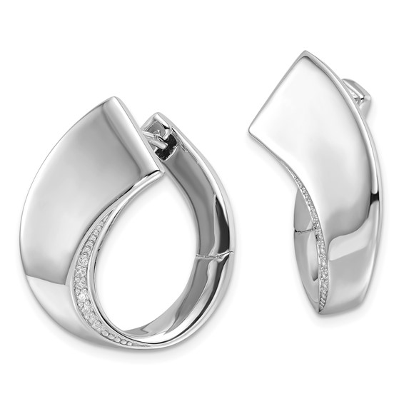 Sterling Silver Fancy CZ Hoop Earrings