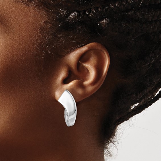 Sterling Silver Fancy CZ Hoop Earrings