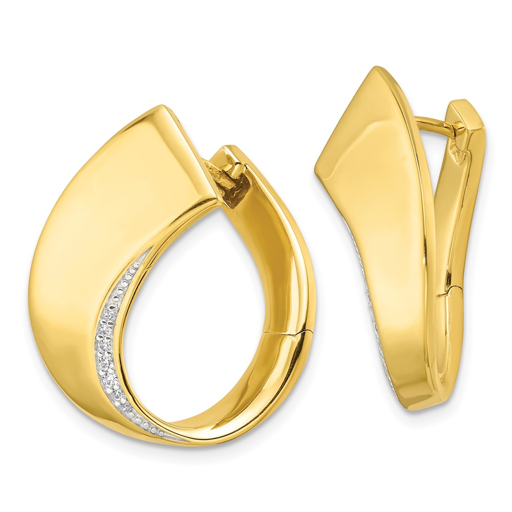 Sterling Silver Gold-tone Polished Fancy CZ Earrings (QE17173GP)