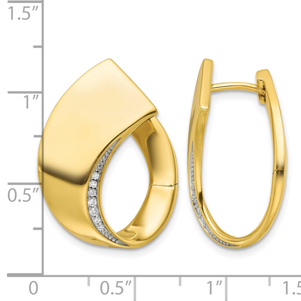 Sterling Silver Gold-tone Polished Fancy CZ Earrings (QE17173GP)