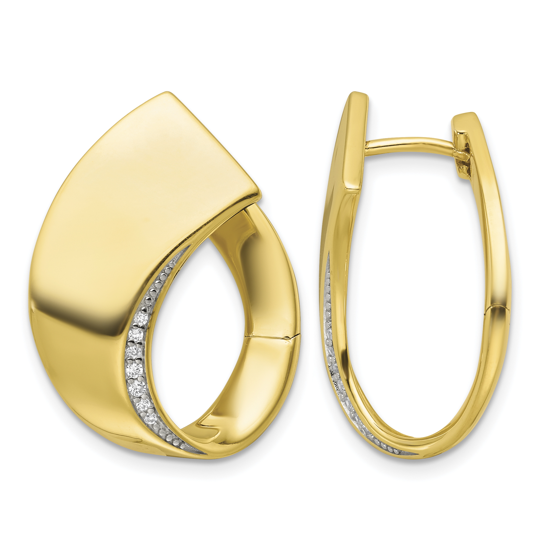Sterling Silver Gold-tone Polished Fancy CZ Earrings (QE17173GP)