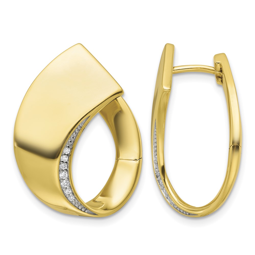 Sterling Silver Gold-tone Polished Fancy CZ Earrings (QE17173GP)