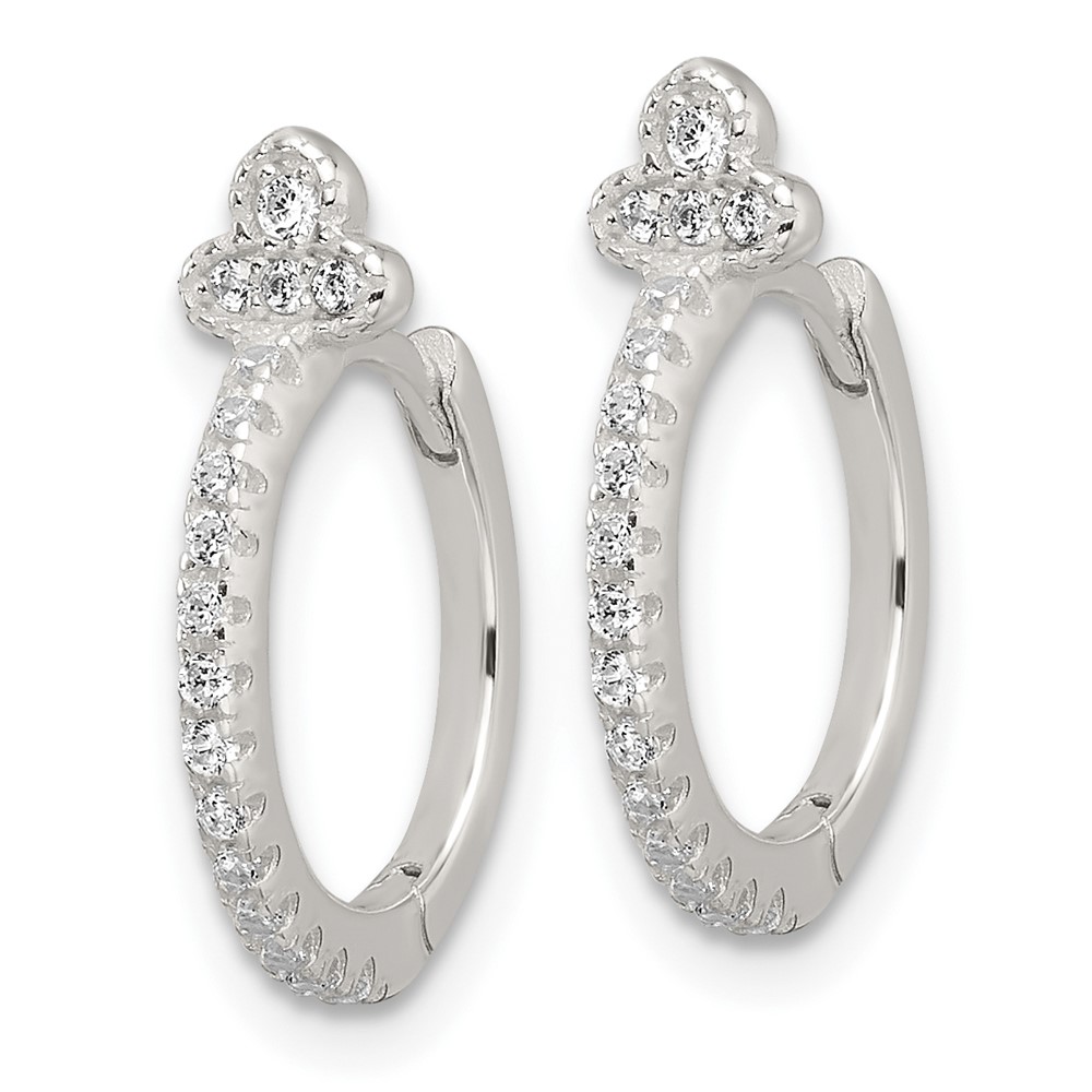 Sterling Silver E-Coating Fancy CZ Hinged Hoop Earrings (QE17190)