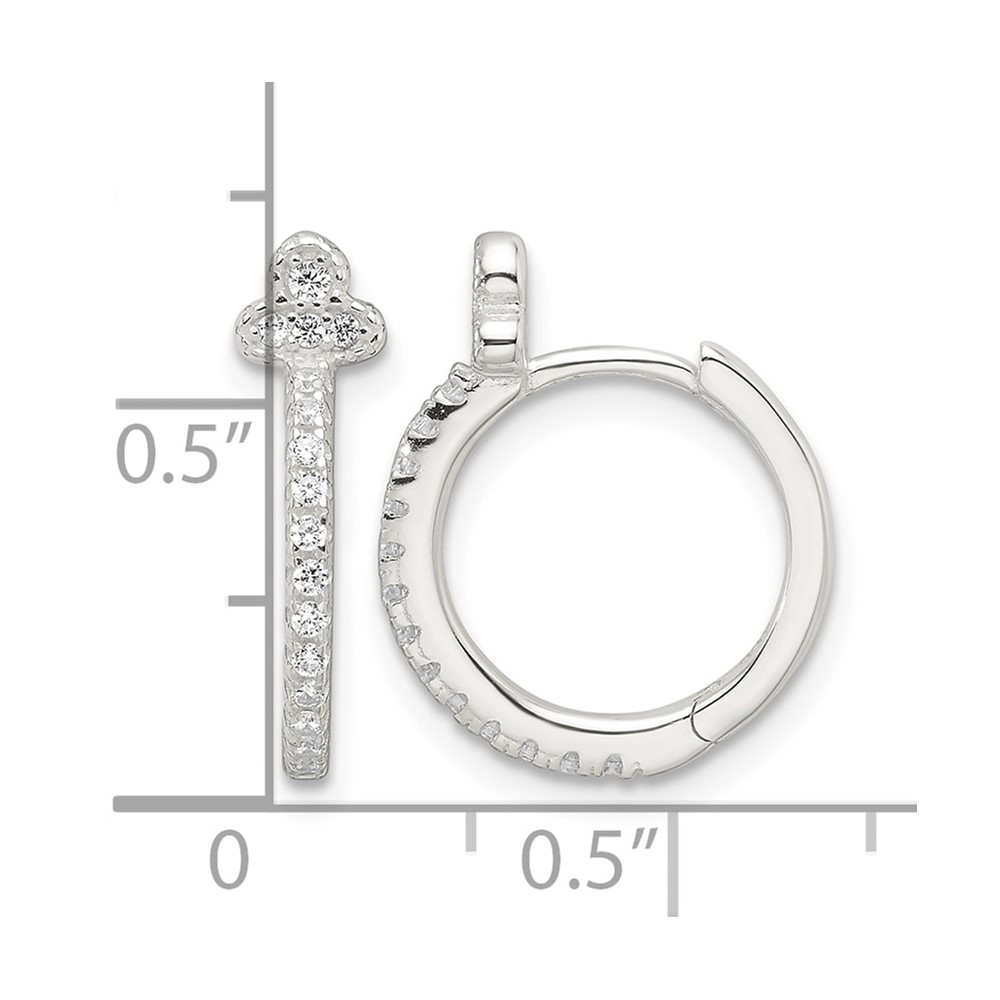 Sterling Silver E-Coating Fancy CZ Hinged Hoop Earrings (QE17190)