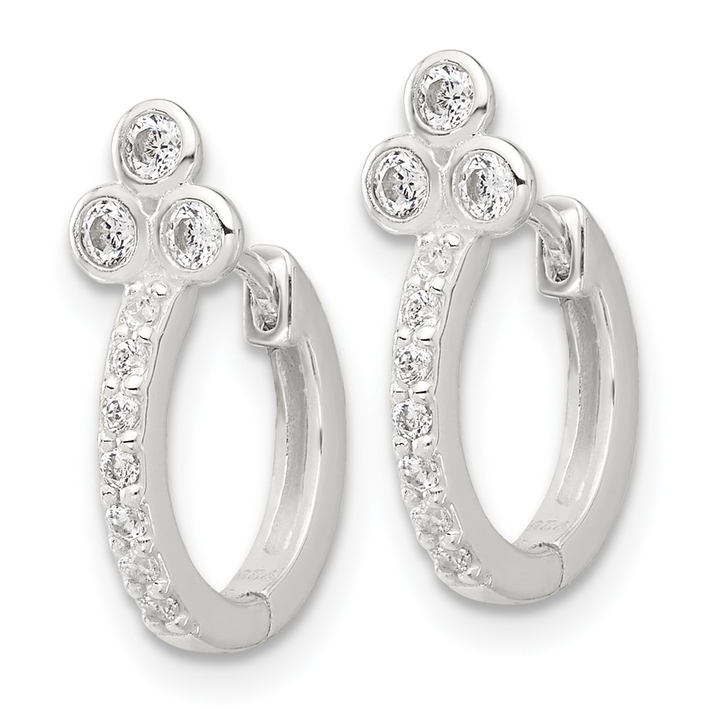 Sterling Silver E-coated CZ Hinged Hoop Earrings (QE17191)