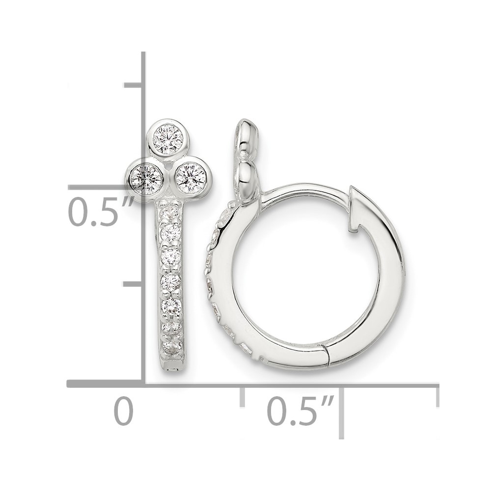 Sterling Silver E-coated CZ Hinged Hoop Earrings (QE17191)