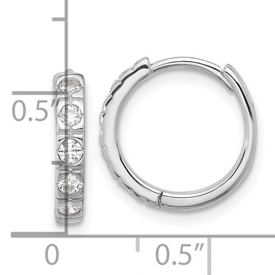 Sterling Silver Rhodium-plated CZ 2.75mm Hinged Hoop Earrings