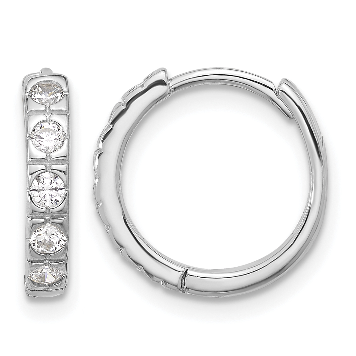 Sterling Silver Rhodium-plated CZ 2.75mm Hinged Hoop Earrings (QE17192)